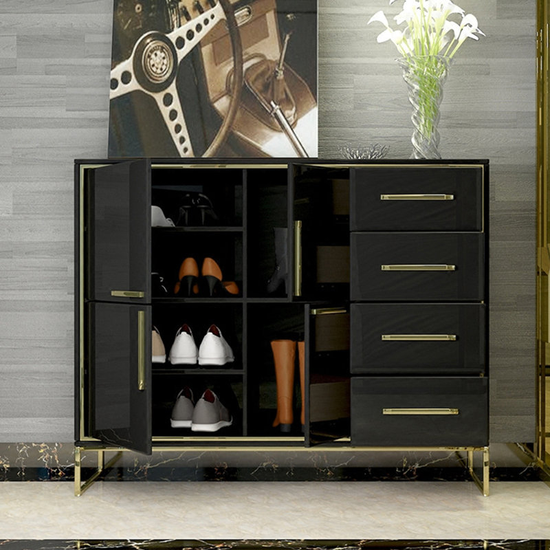 Armoire de rangement pour chaussures Travonna, Noir