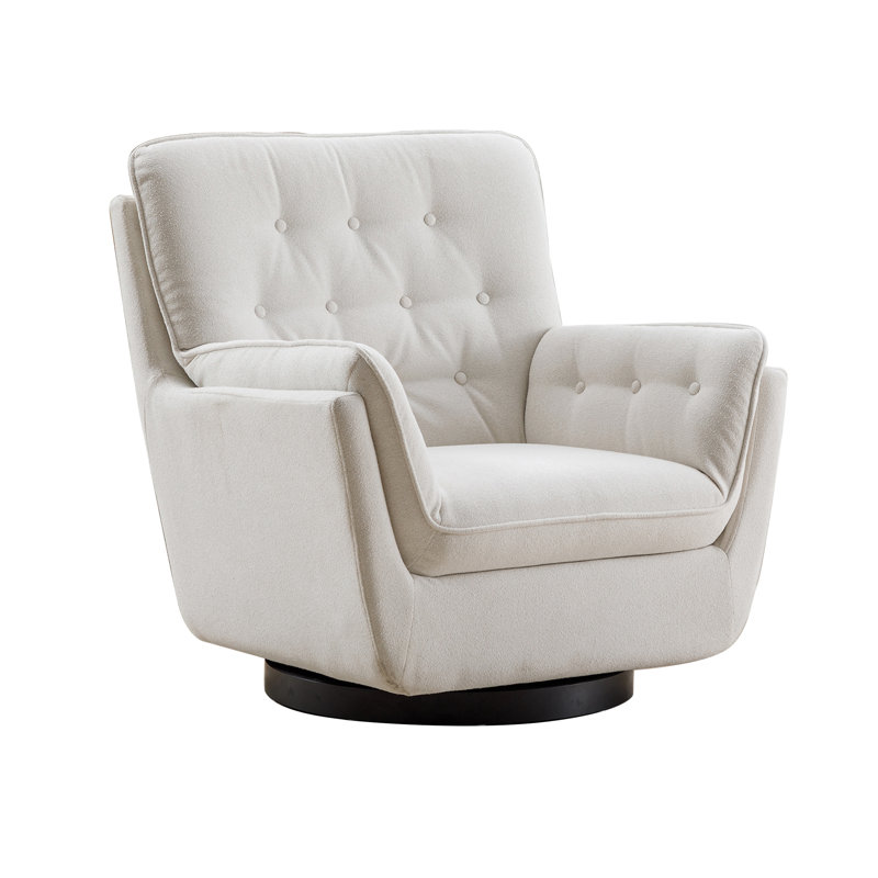 Fauteuil pivotant rembourré Autley, Mélange de polyester crème