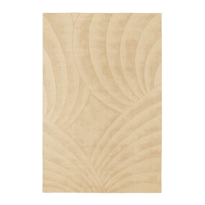 Volute Wool Abstract Area Rug in Beige, Rectangle 5'5" x 7'8"