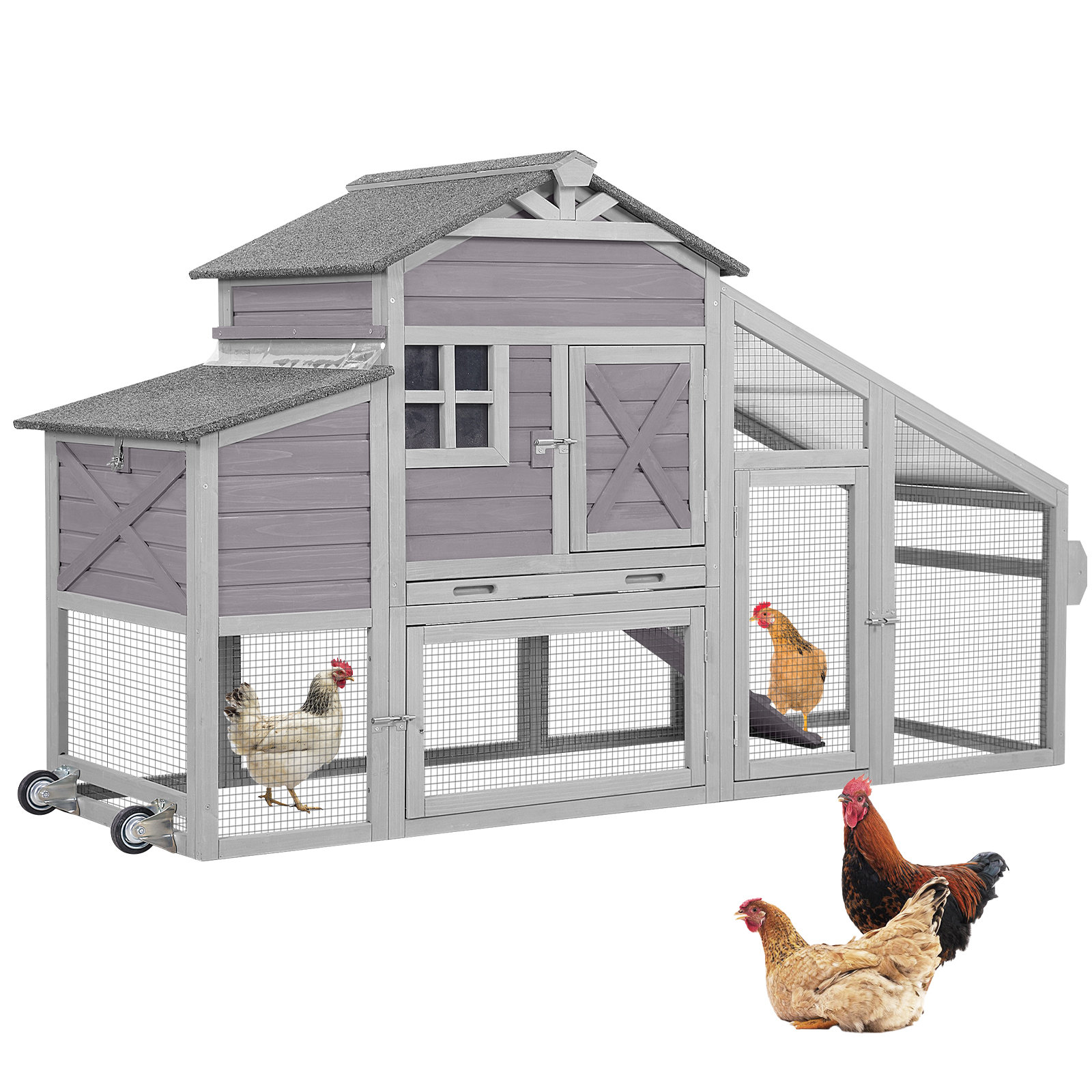 Cicely+17.1+Square+Feet+Chicken+Coop+with+Chicken+Run+For+Up+To+2
