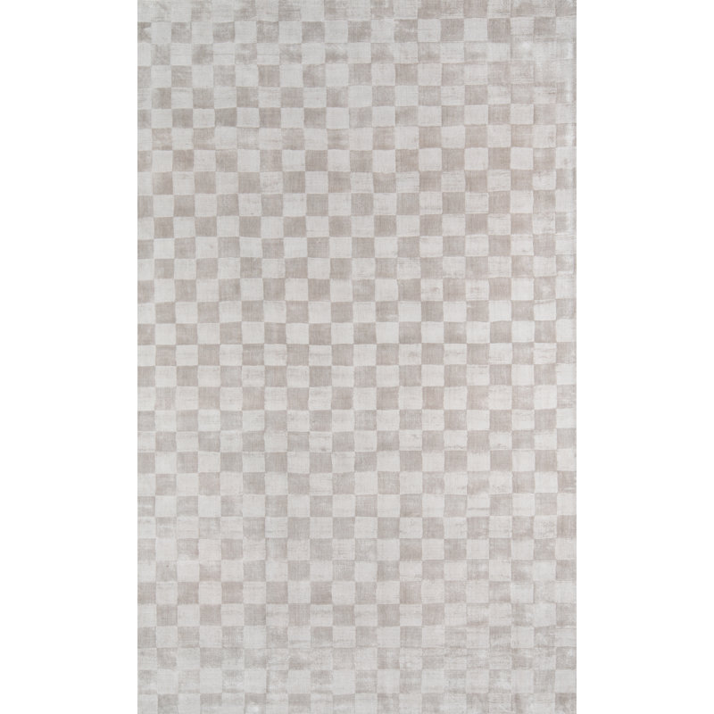 Simental Silk Checkered Indoor Rug, Rectangle 9'6" x 13'6"