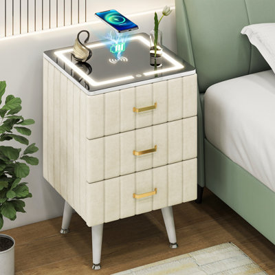 Table d'appoint moderne avec 3 tiroirs, velours, facile à installer