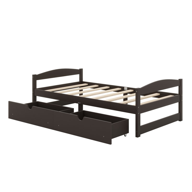 Lit plateforme avec tiroirs, Espresso