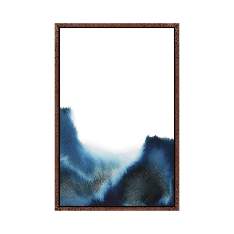 Navy by Whales Way - Painting on Canvas, 101.6cm H x 66.04cm W x 3.81cm D, Classic Brown Wood Framed