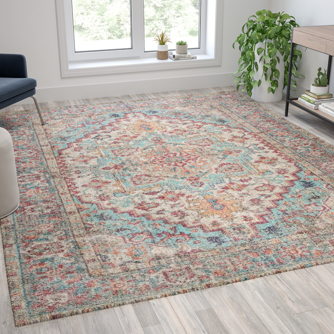 Olivia Collection Blue Multi Moroccan Hunting & Lodge Bungalow Rose Rug 