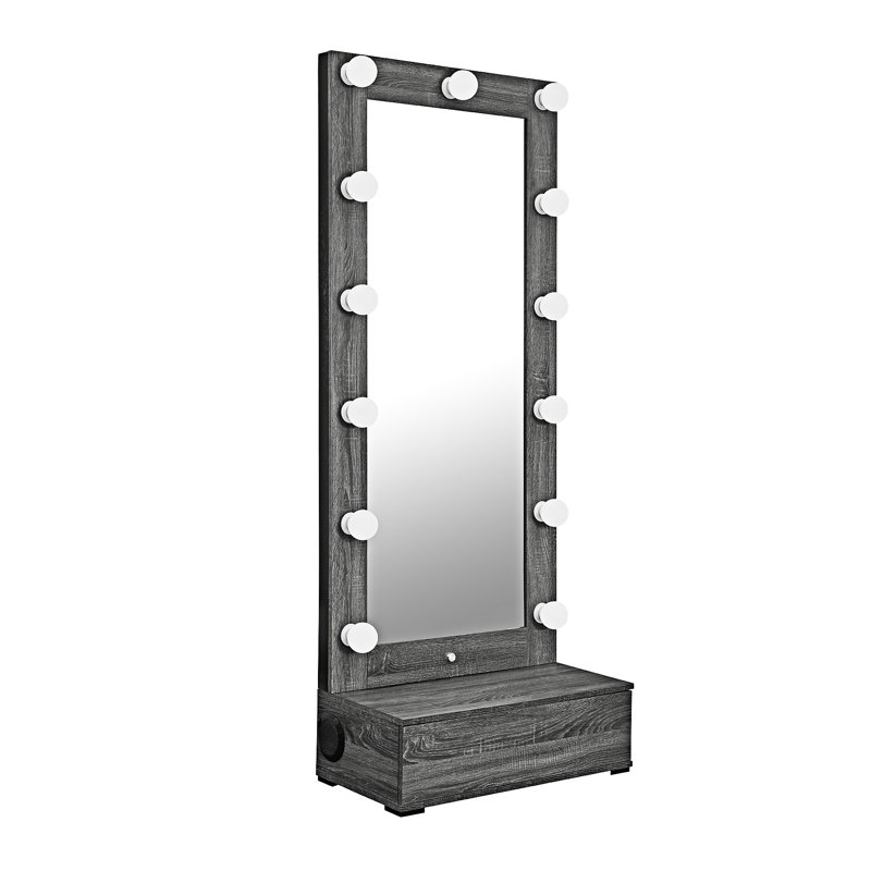 Tall Mirror With Drawer And Speakers