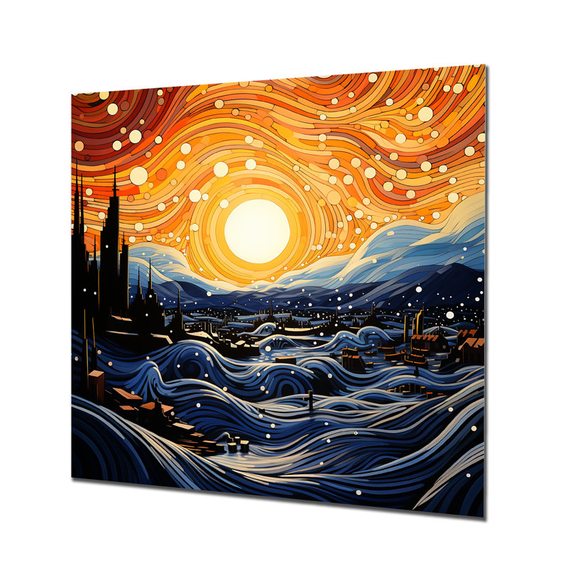 Tachisme Oceanic Dreams 1 - art mural en métal Tachisme, H 16 po x l 16 po