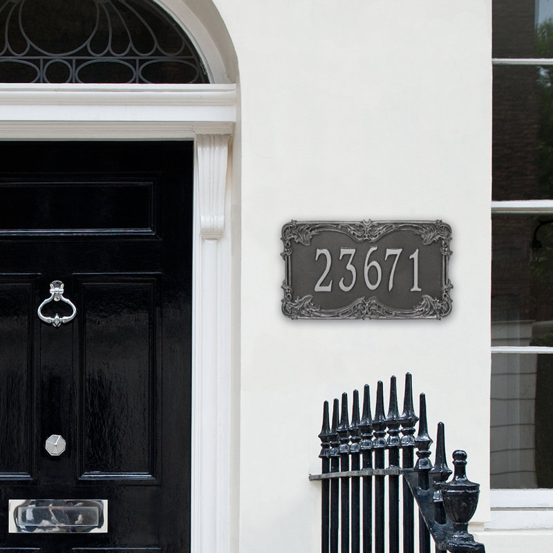 Plaque d'adresse murale 1 ligne Signature Series, Gris fumée, Gris, Oui