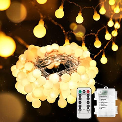 Guirlandes de Noël à piles, 50 lumières scintillantes à DEL avec télécommande, guirlandes d'intérieur pour arbre, cour, patio, jardin, fête, chambre à coucher, salon, salle de classe, blanc chaud