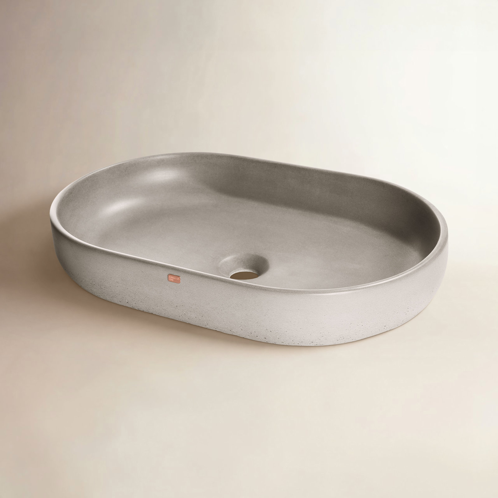 Fladd Oval Concrete Vessel Sink, Rain Gray