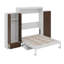 Lit mural en bois avec placard, tiroirs et bureau-350741653