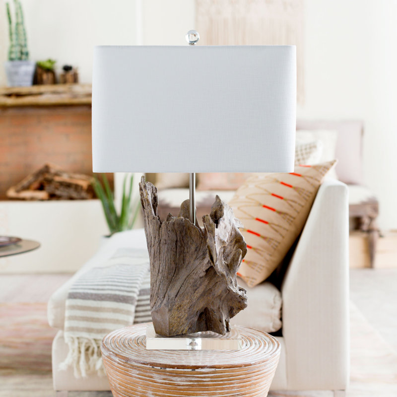 Holcomb Rattan End Table, White Wash