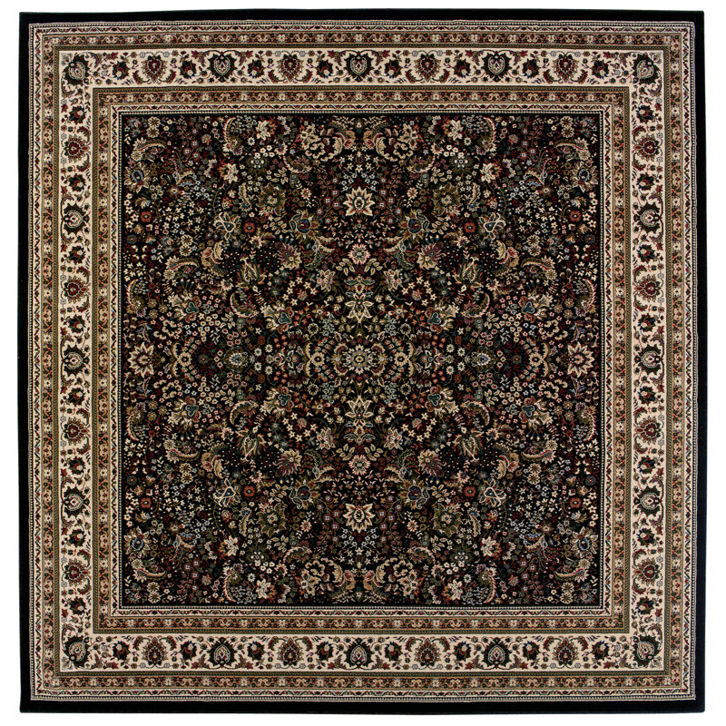 Tapis noir / ivoire Shelburne, Carré 8 pi