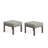 Set Of 2,  22” All-Weather Metal Patio Ottomans Thick Beige Cushions & Khaki Frame-1339388314