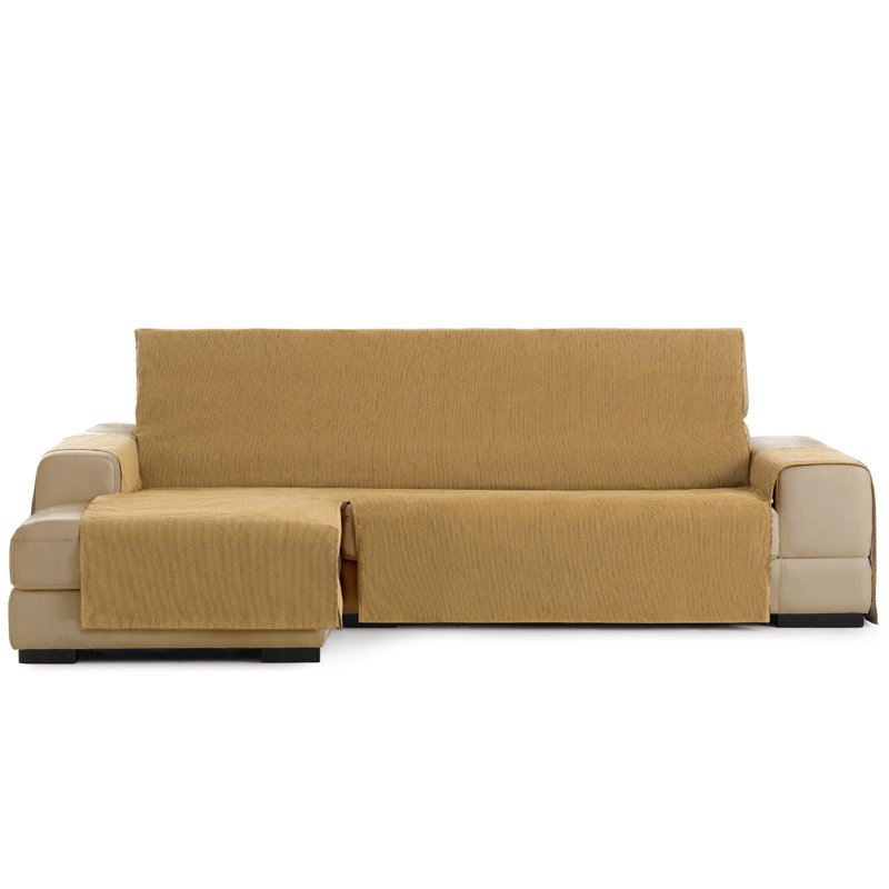 Birbal Box Cushion Chaise Lounge Slipcover, Ochre, 220cm H x 240cm W x 3cm D