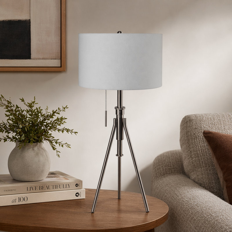 Table Lamp - Adjustable Tripod Design, Silver