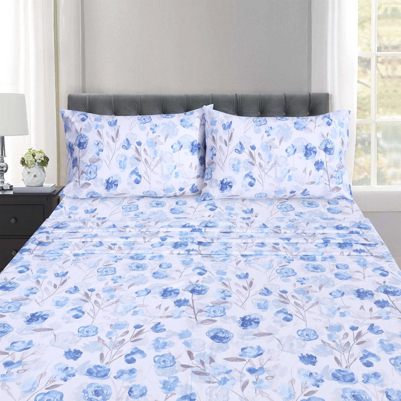100% Cotton Sheets Sets Soft Crispy Percale Cooling Sheets 16 Inch Deep Pocket Bed Sheets, King Sheet Set with 2 Pillowcase