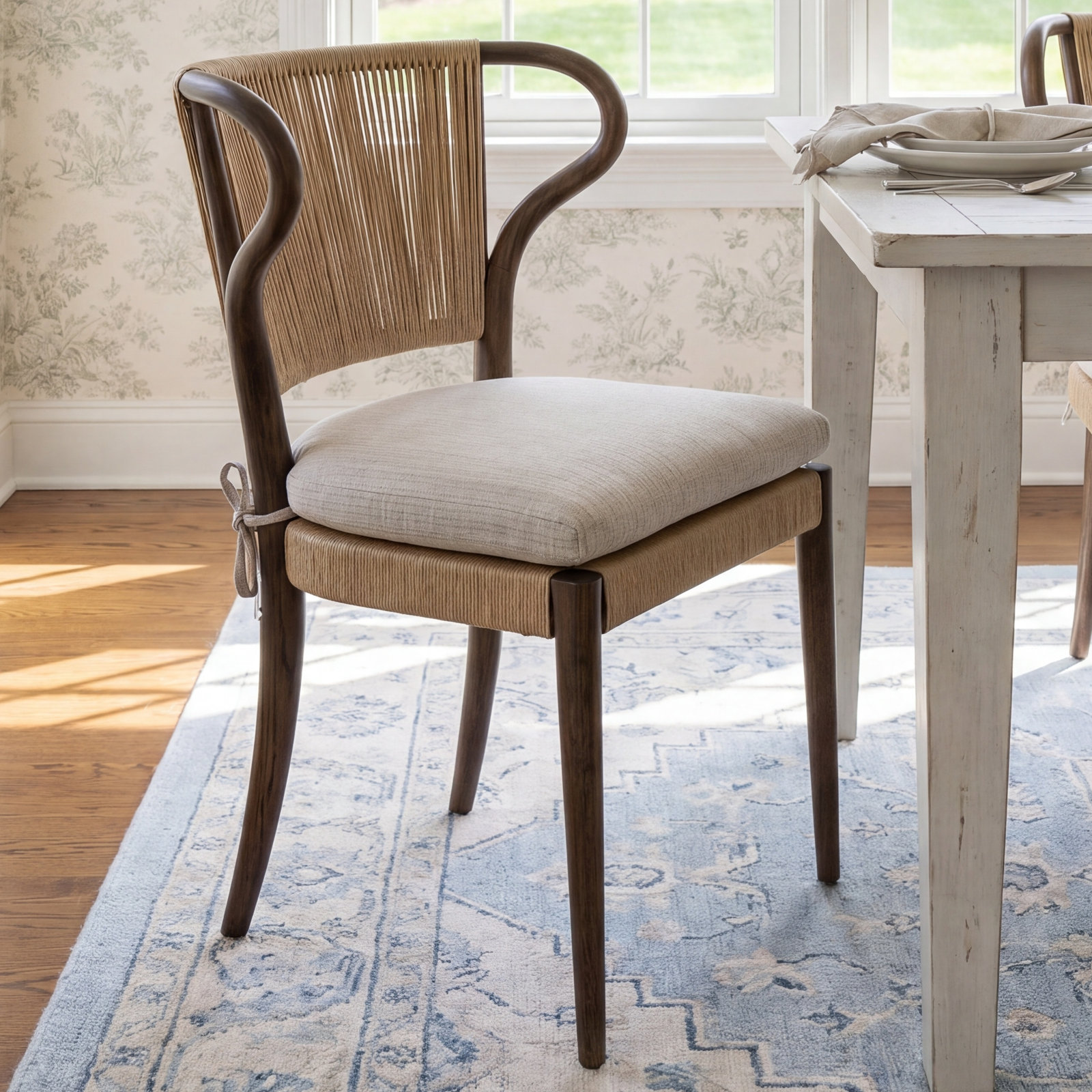 Amira Armless Dining Chair, Brown/Laine Natural
