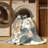 Machine Washable Ortencia Clematis French Country Floral Rug in Brown – Gray Binding-1715416004