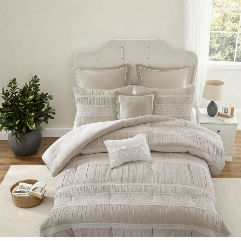 Piece Queen Bedding Sets, Polyester Jacquard Shabby Chic For Home