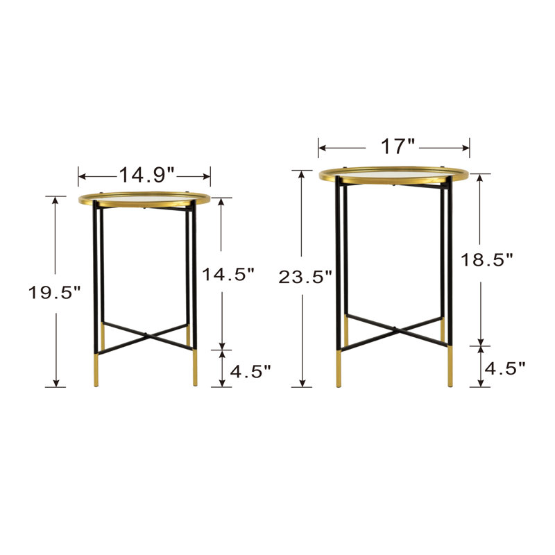 23.6'' Tall Glass Frame End Table Set