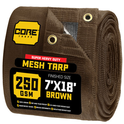 7 ft. X 18 ft. 250 GSM 7.5 OZ Heavy Duty Mesh Tarp, UV Resistant