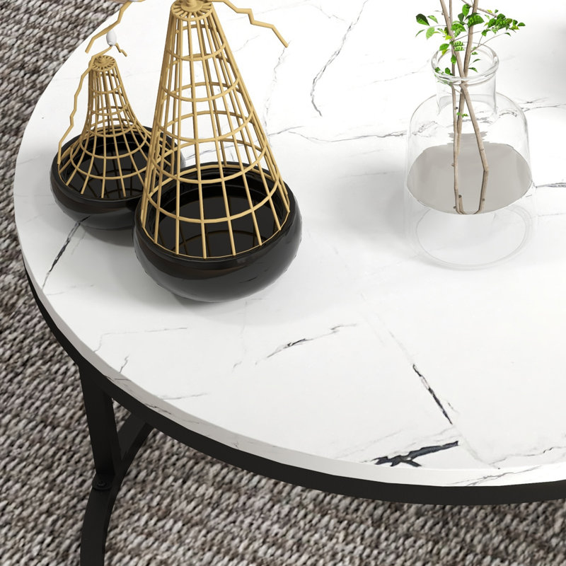 Tables gigognes, ensemble de 2 tables basses avec plateau en faux marbre