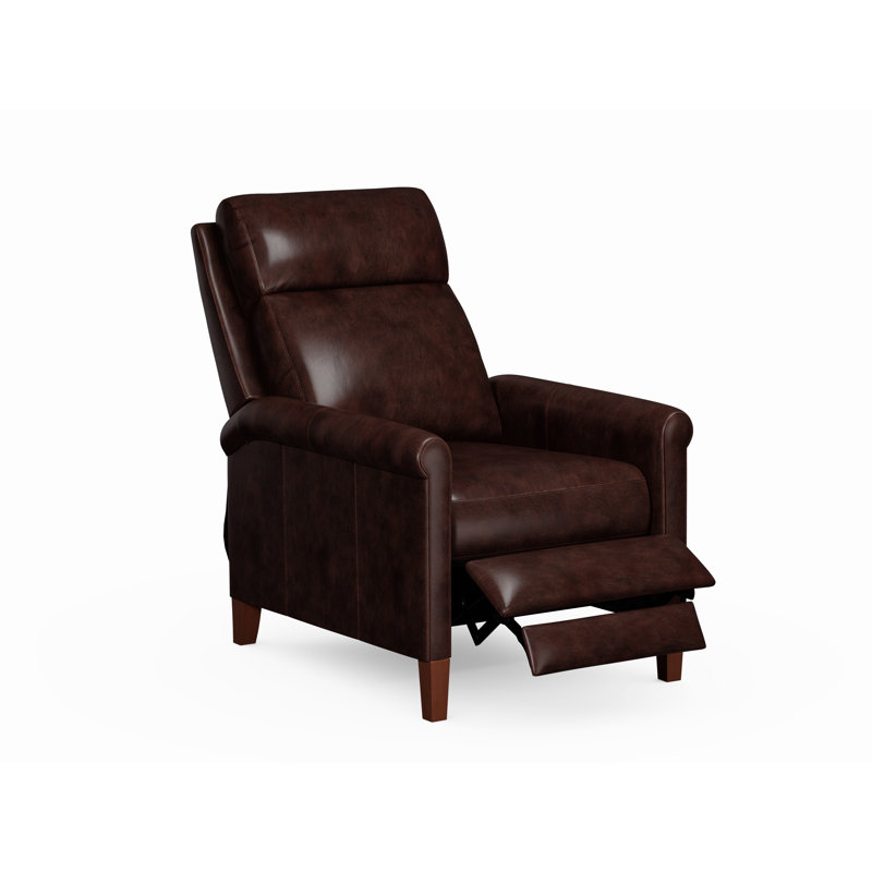 Fauteuil inclinable à dossier en cuir espresso Aniv