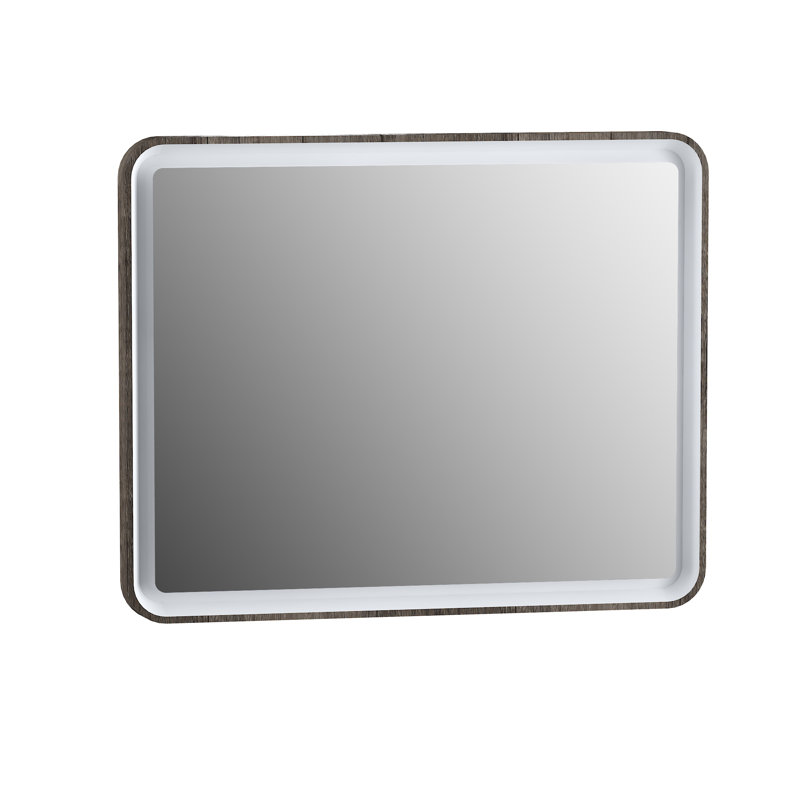 Mocca Glass Flat Wall Mirror, 62cm H x 92cm W, Oak Carbon