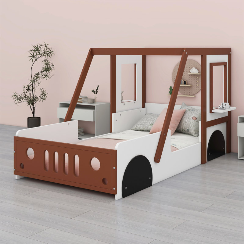 Lit plateforme simple en bois en forme de voiture pour enfants Aimani
