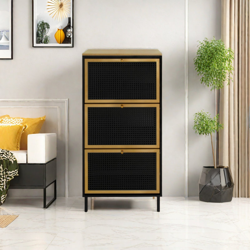Armoire de rangement pour chaussures autoportante avec 3 tiroirs rabattables pour le couloir, l'entrée et l'entrée