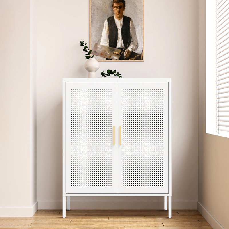 Armoire de rangement en métal avec 2 portes et 2 tablettes réglables, armoire de rangement en acier pour le bureau personnel