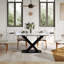 Modern Rectangular Dining table with Glossy Sintered Stone Table top, White Kitchen Table with Stainless Steel Legs for Dining Room-1492527227-1492527224