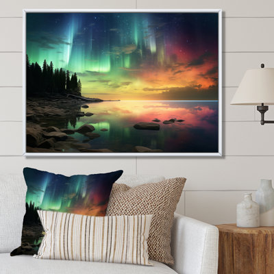 " Magical Lake Landscape Aurora Borealis "
