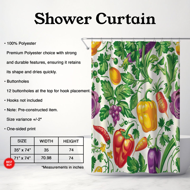 Spring Chard - Rideau de douche Premium, H 74 po x l 71 po