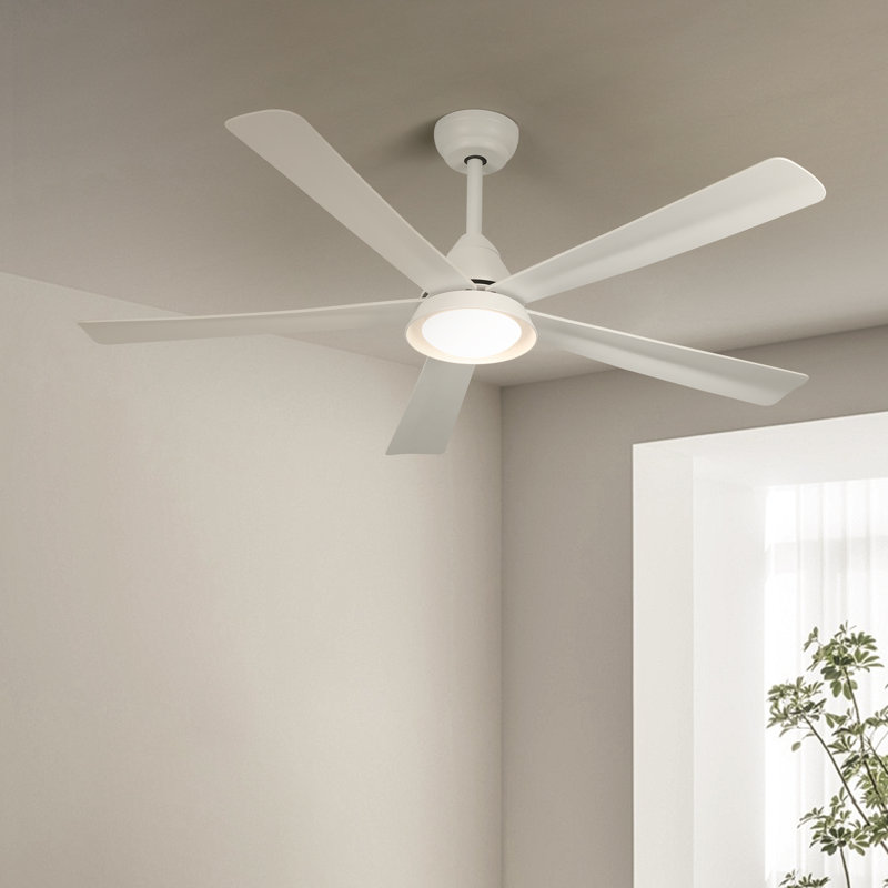52'' Kadidiatou Modern Large Dimmable Ceiling Fan with LED Lights and Remote Control for Living Room, White