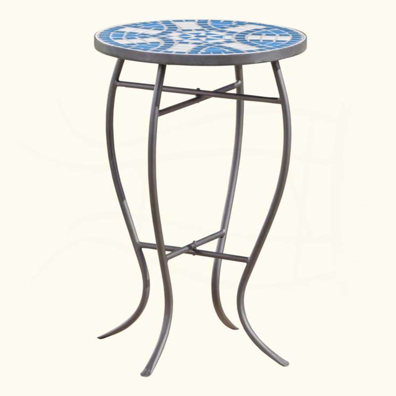 Leeds Round Metal Outdoor Side Table , 13.75'' in. W 13.75'' in. D