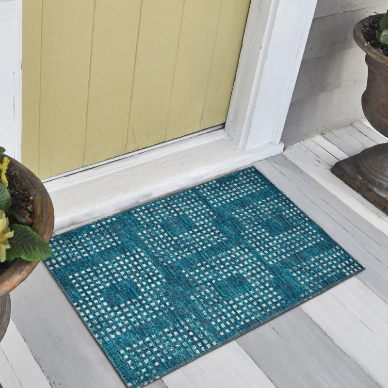 Tapis contemporain contemporain pied-de-poule 1 pi 8 po x 2 pi 6 po, Rectangle 1 pi 8 po x 2 pi 6 po