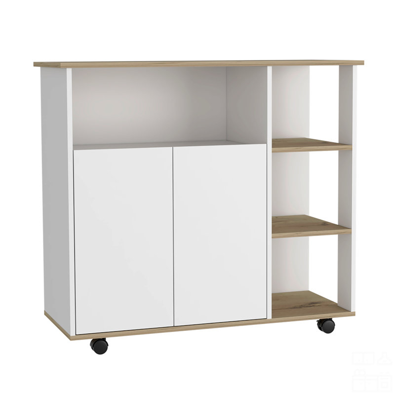 Kitchen Island, One Cabinet, Four Open Shelves