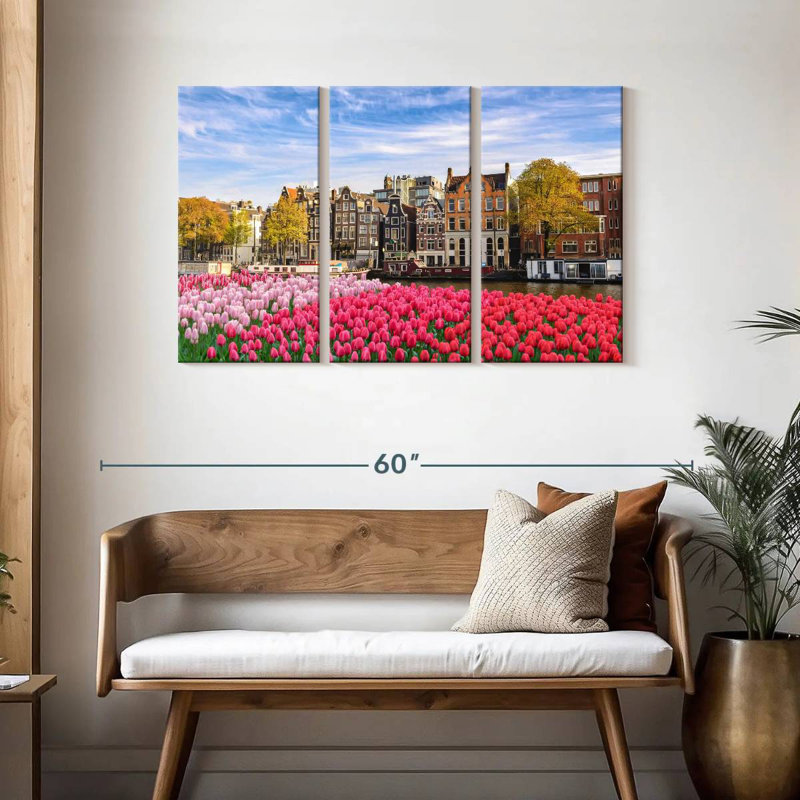 Tulipes du canal Sirci à Amsterdam, H 28 po x l 45 po