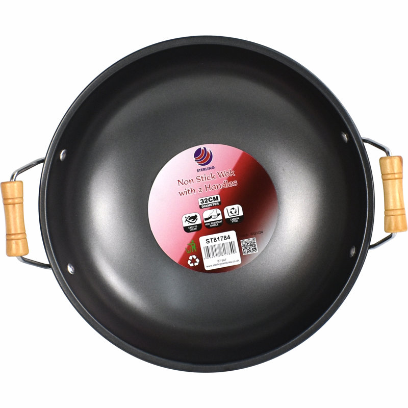 17 Stories Sedat Non-Stick Carbon Steel Wok, 3.14cm H x 15.74cm L x 12.59cm W