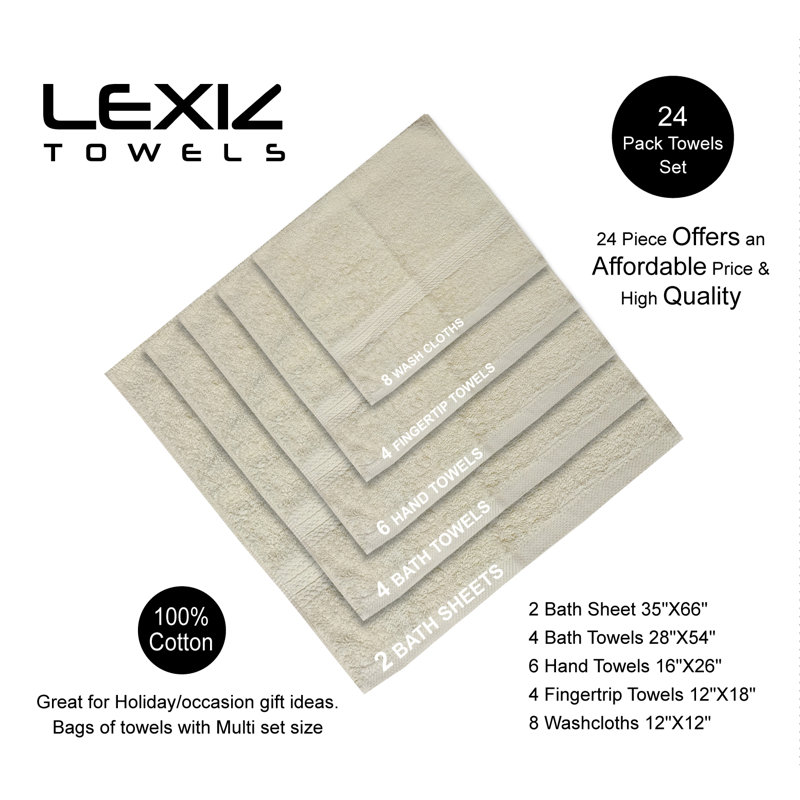 Terrycloth Bath Towels (Pack of 24), Ivory