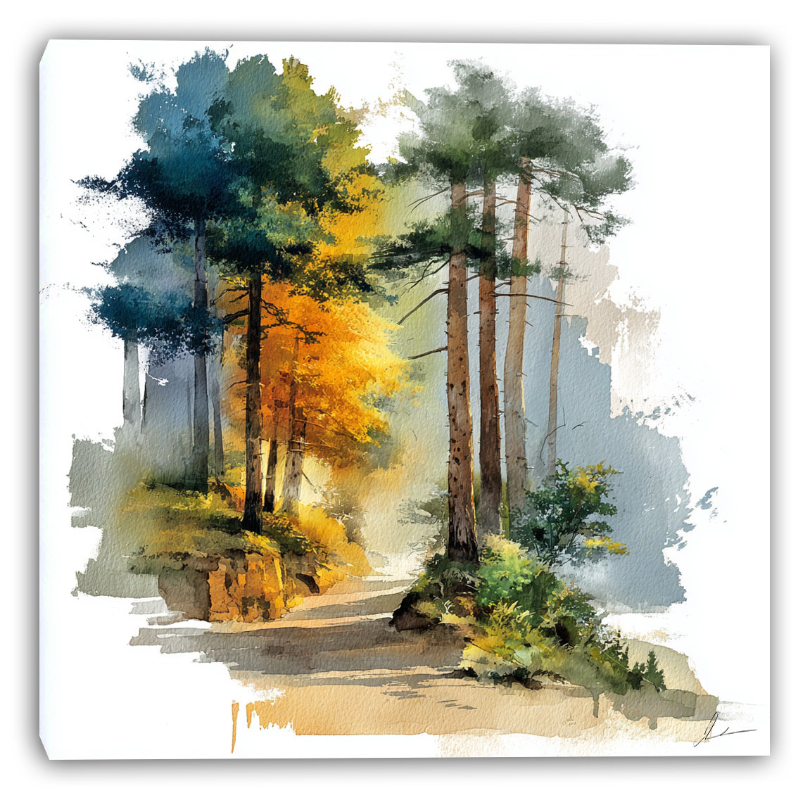 Union Rustic Golden Forest Path Wrapped Canvas Wall Art | Wayfair