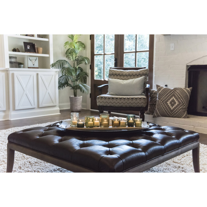 Round Glass Votive Holders on Wood Tray, Green