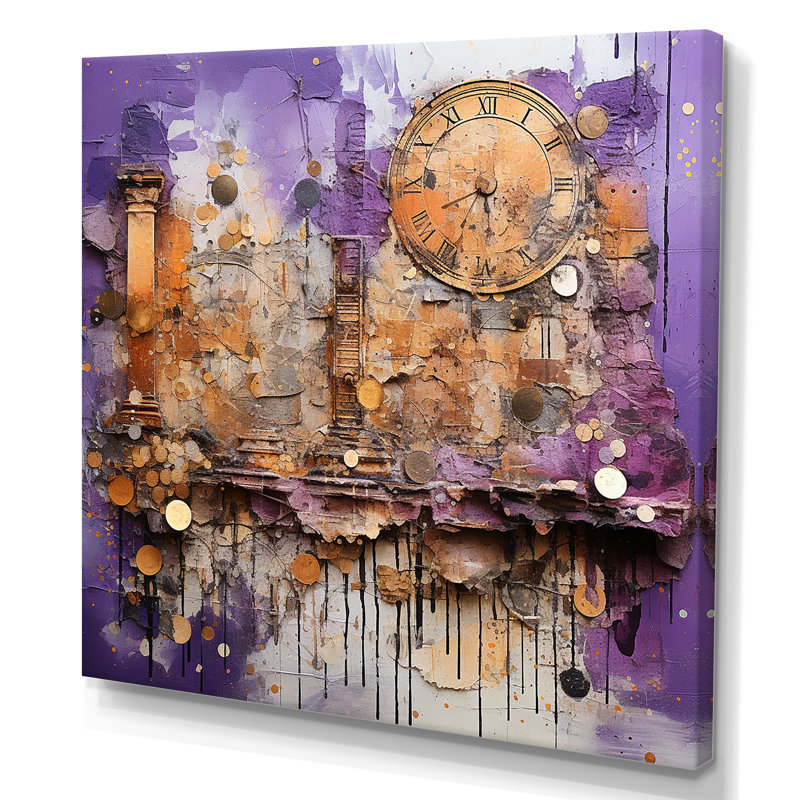 Mauve et jaune, collage intemporel III - Classics, art mural, Toile tendue, 36" H x 36" W