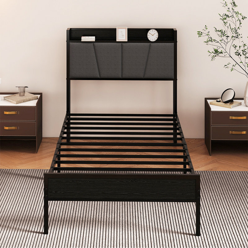 Upholstered Bed, Single (3'), Black