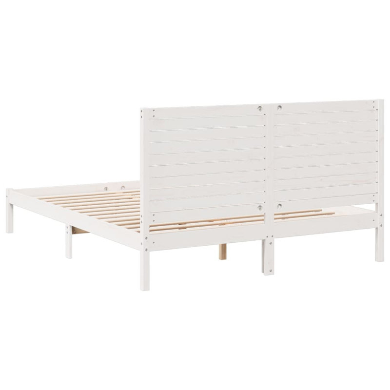 Bed Frame Solid Wood, White, 180 x 210 cm
