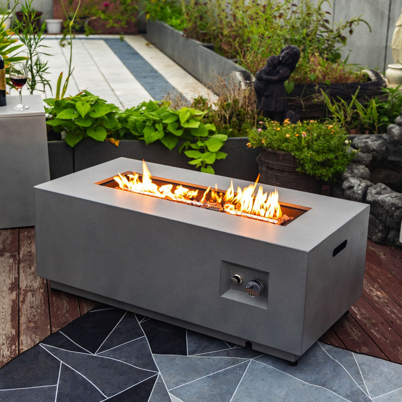 Table-foyer d'extérieur gris en acier pour terrasse de jardin H 13 po x P 20 po x l 42 po, Gris, H 13 po x l 42 po x P 20 po