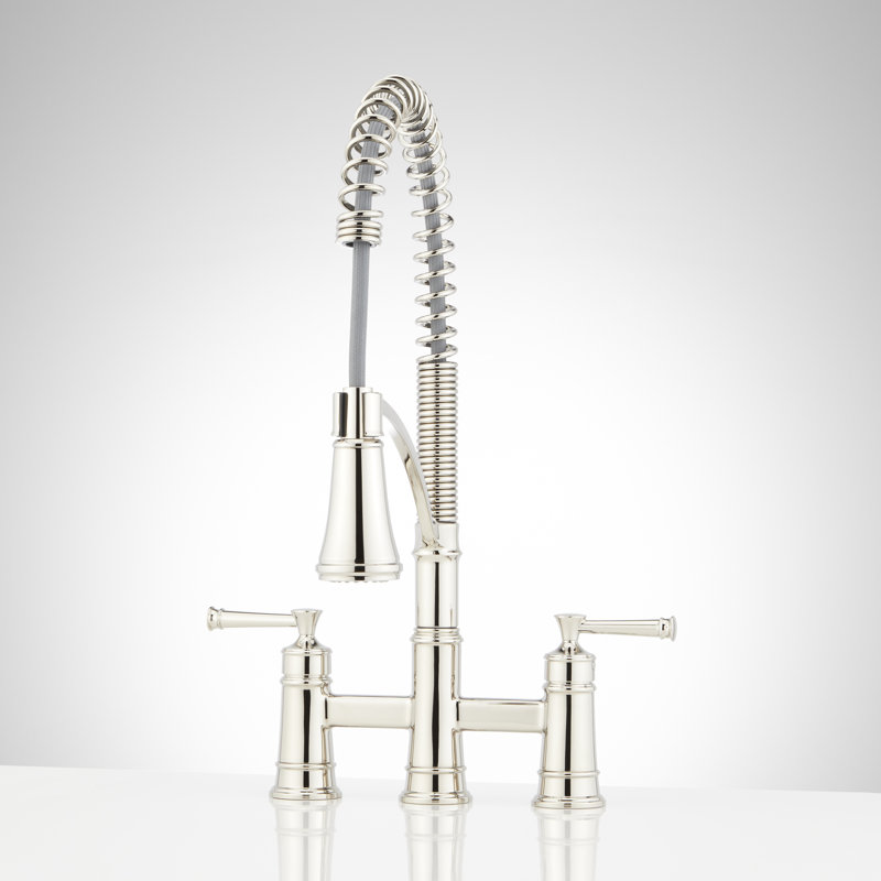 Robinet de cuisine Beasley Bridge avec bec rétractable, Nickel poli