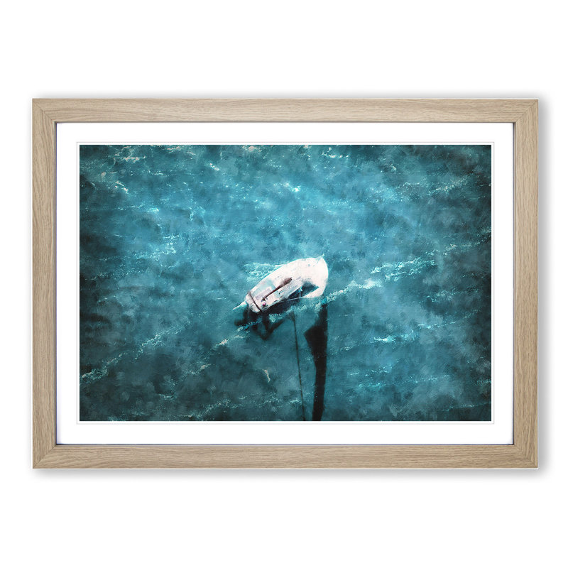 Scow Boat out Sailing - Picture Frame Graphic Art, 48cm H x 65cm W x 2cm D, Oak Framed